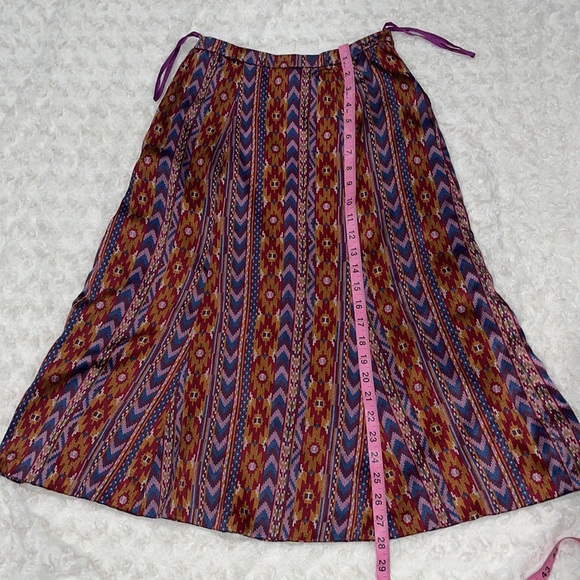 RUTH MATTHEWS DESING 2 piece silk skirt & blouse set Vintage Aztec luxury print. - Picture 10 of 16